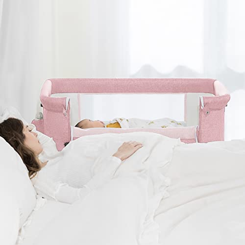 Pink Baby Bassinet Bedside Sleeper with Storage Basket Q500