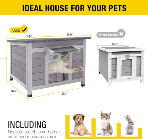 Cat House with Escape Door Insulated Weatherproof Roof Q565