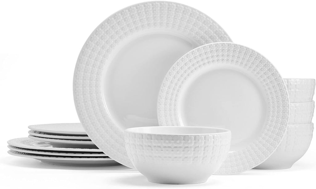 12 Piece White Dinnerware Set M632