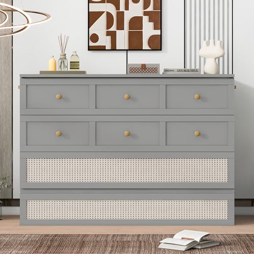 Queen Size White Wooden Murphy Bed with Drawer O5842
