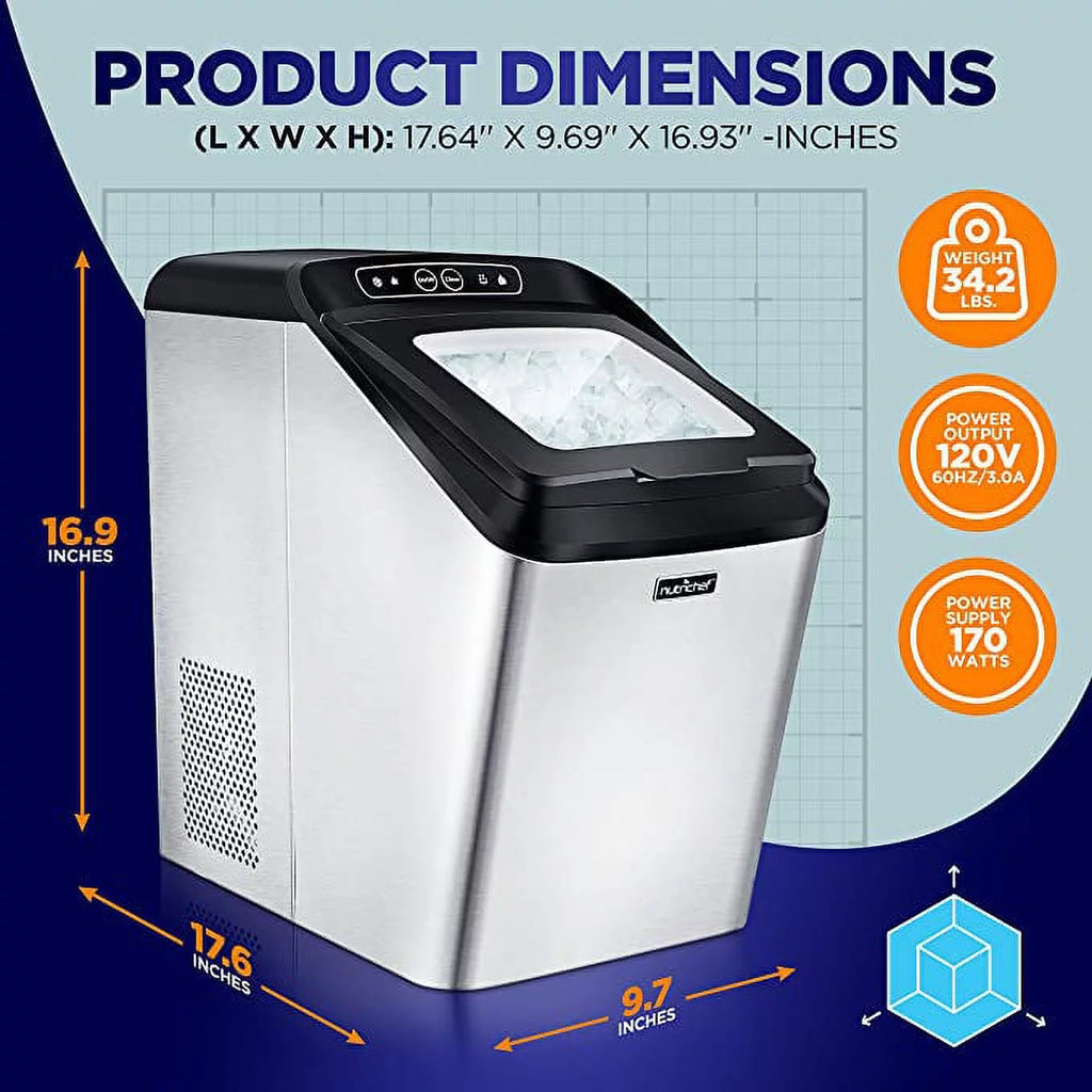 Electric Nugget Ice Maker Machine with Ice Scoop and Basket B94523