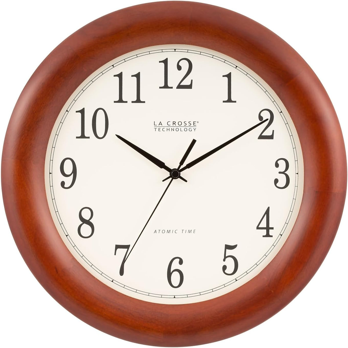12.5 Inch Cherry Wood Atomic Analog Clock J98422