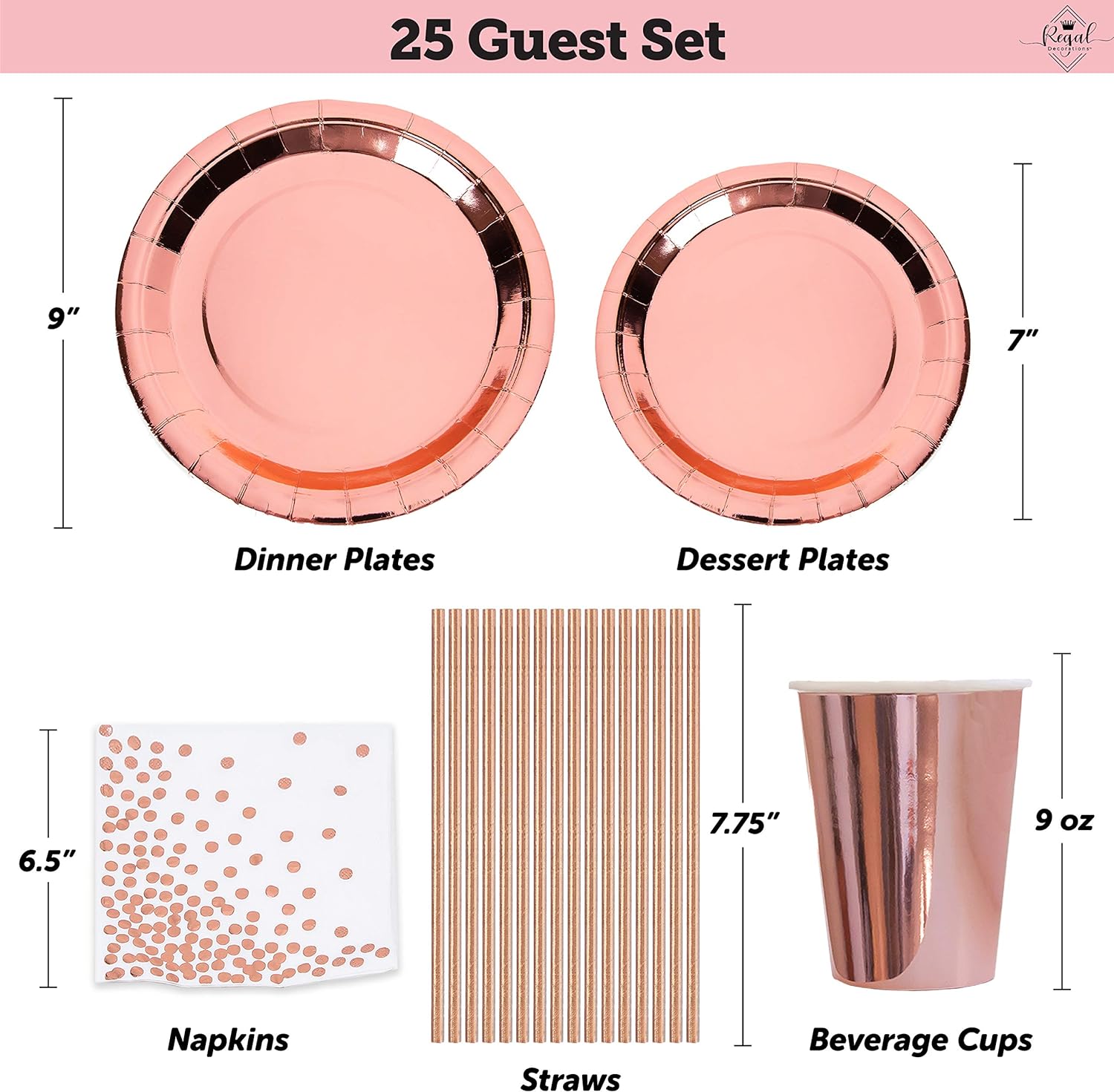 225 PC Rose Gold Birthday Party Decorations Kit A55469