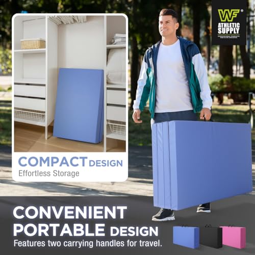 10' x 4' 4-Fold Folding Exercise Mat with Carrying Handles & Velcro Design Q601