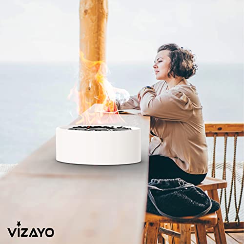 White 14.2 x 10.2 inch Tabletop Fire Pit Bowl V103