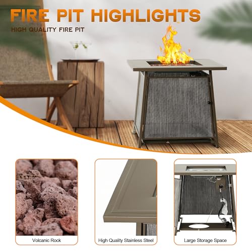 Black 28 inch Propane Fire Pit Table H16682