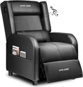 Black Gaming Recliner Chair with Bluetooth Speakers Racing Style Single Sofa O45678