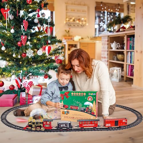 Electric Train Toy with Steam Locomotive, Tracks, Lights & Sound X5303