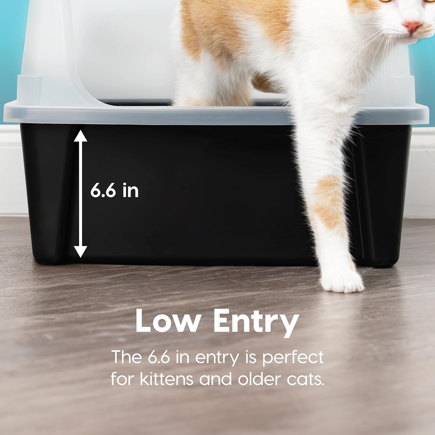 Black Open Top High Sided Cat Litter Box Y97622