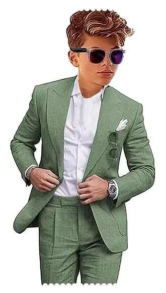 Boys Linen 2 Piece Suit Jacket Pant Tuxedo C6346