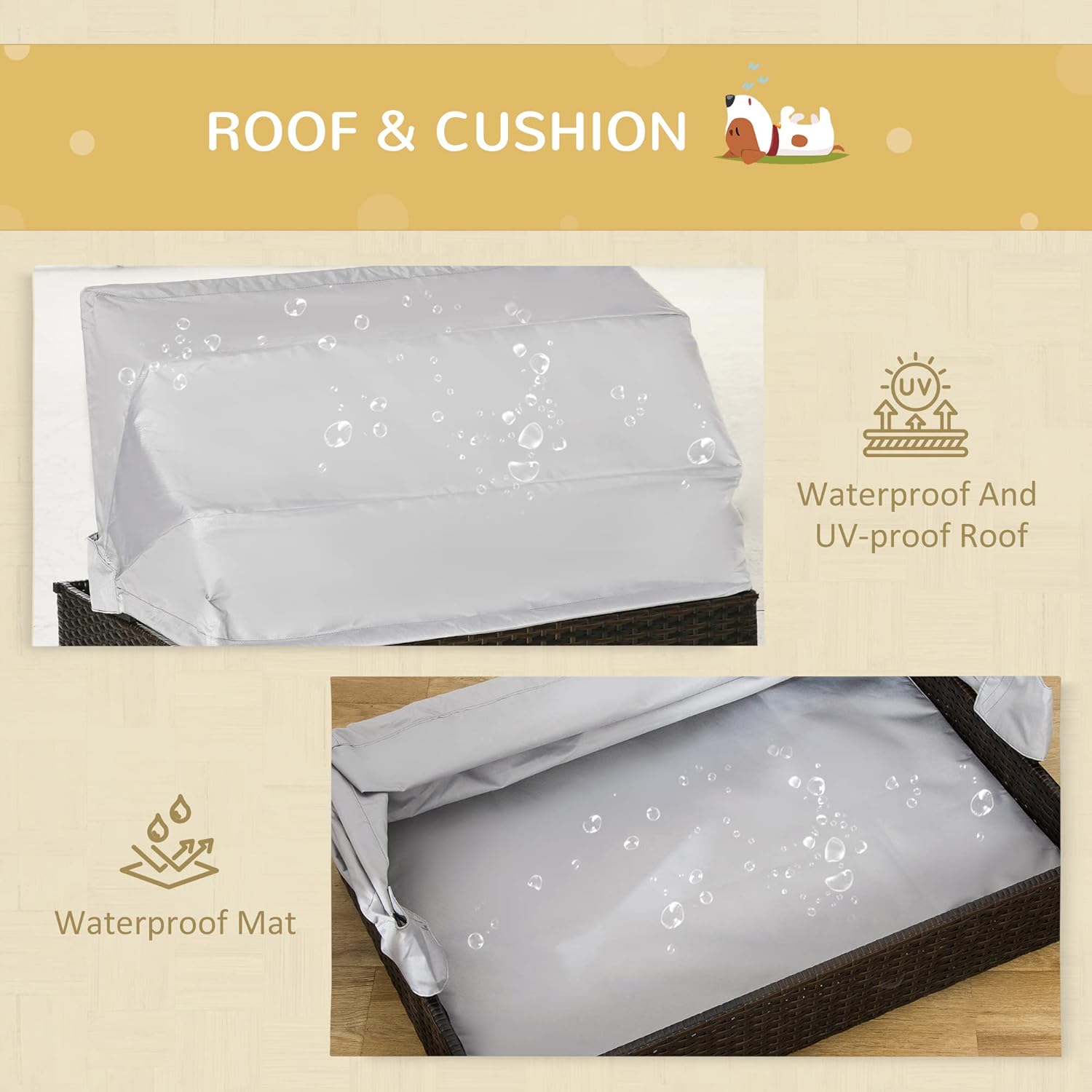 Elevated Rattan Pet Sofa with Waterproof Cushion O904