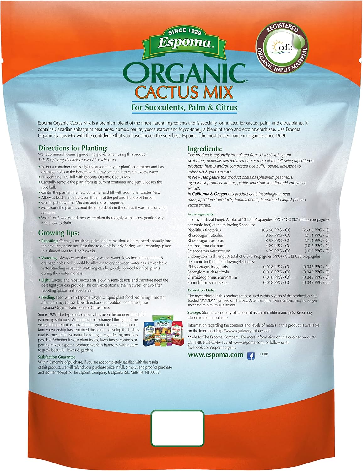 Organic Cactus Potting Soil Mix, 8 qt Z914