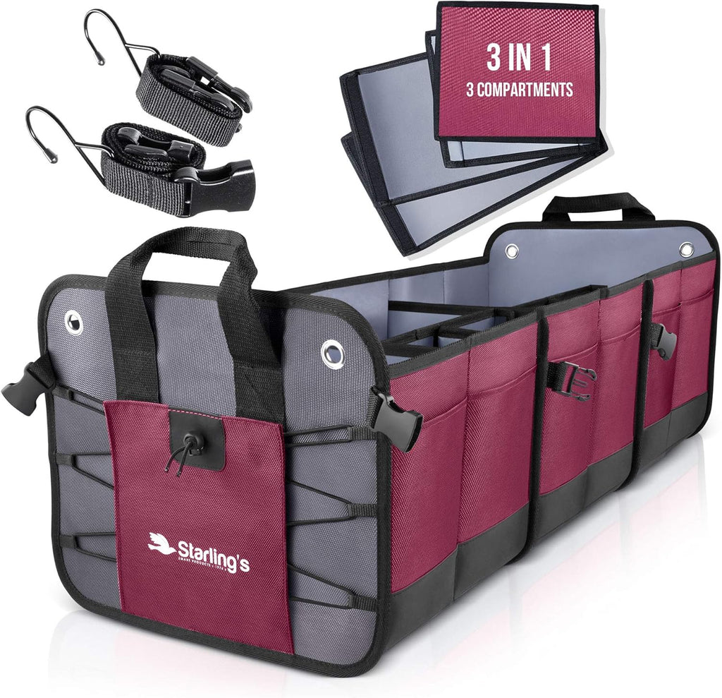 Black 3 Compartments Car Trunk Organizer T840