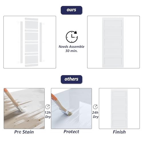 White 5 Panel Sliding Barn Door with 6ft Hardware Kit T48970