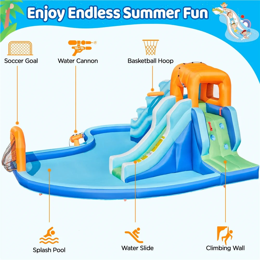 Dual Lane Inflatable Water Slide with Storage Bag & Blower X2445