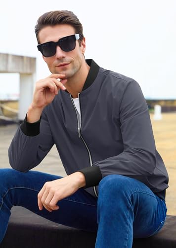 Men's Bomber Jacket Lightweight Full Zip Windbreaker L280543