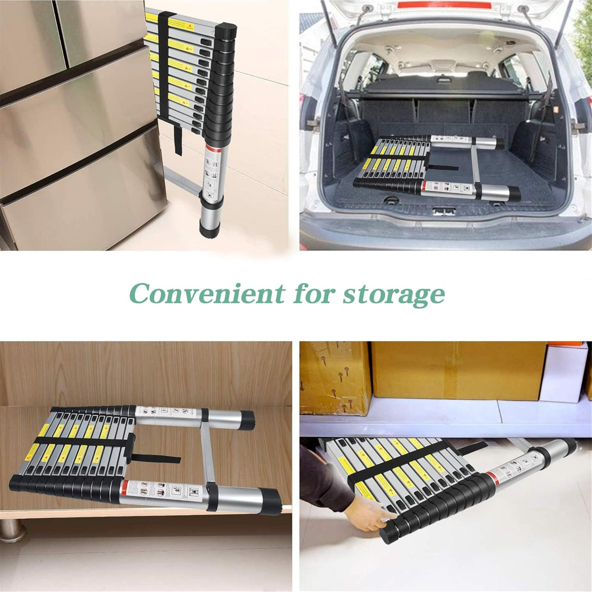 Aluminum Telescopic Extension Ladder, 330 lbs Capacity, 14.5FT A81066