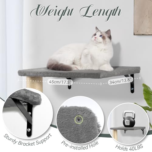 5-in-1 Wall-Mounted Cat Climber Set with House, Bridge, Steps, Scratcher, Hammock, Shelves Q44124