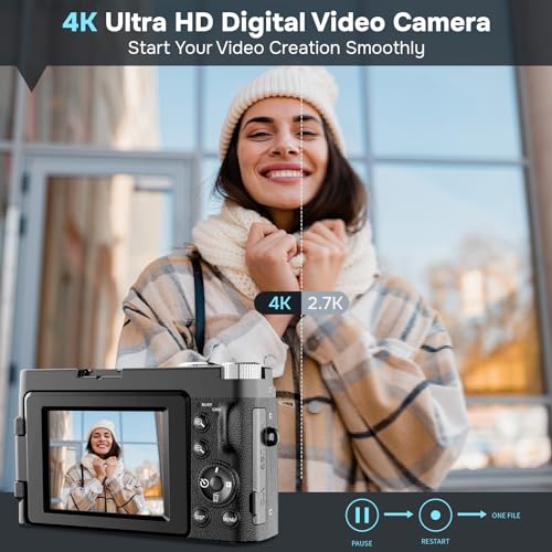 48MP Digital Camera with 16X Digital Zoom, 3" Flip Screen, 2 Batteries L645