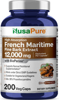 French Maritime Pine Bark Extract 12,000 mg Veggie Caps 200-Day Supply L548