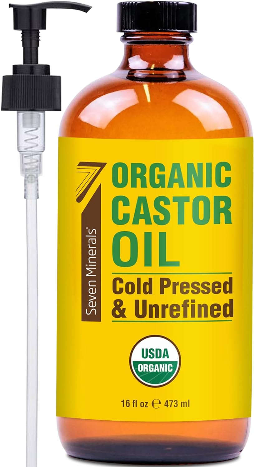 16 fl oz Glass Bottle Castor Oil Organic Cold Pressed Unrefined T299