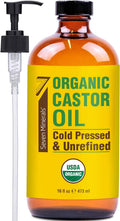 16 fl oz Glass Bottle Castor Oil Organic Cold Pressed Unrefined T299