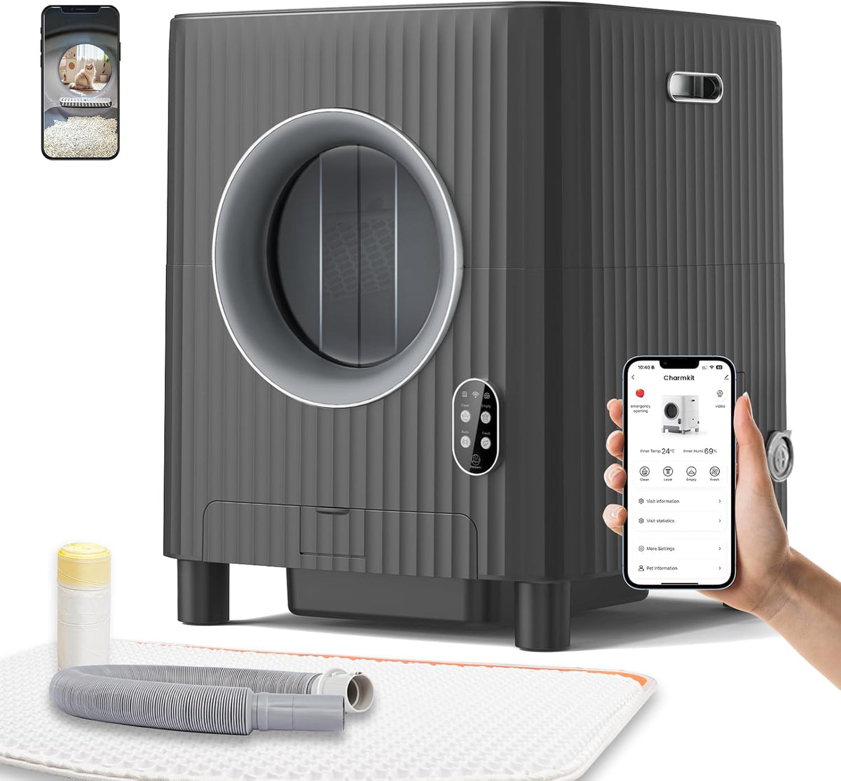 Automatic Self Cleaning Cat Litter Box with APP Control (Black) X13018