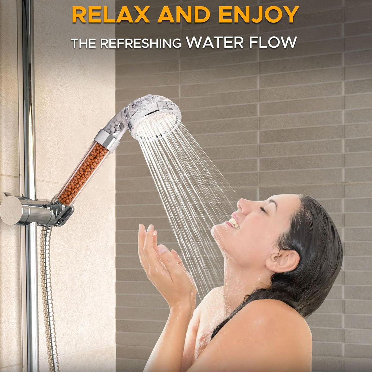 Shower Head with Triple Filtration Handheld Shower Head 3 Modes Adjustable Shower Head with Mineral Stones R45005