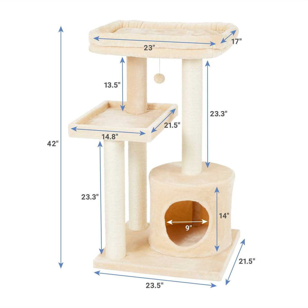 42-in Heavy Duty Faux Fur Cat Tree Condo Q7894