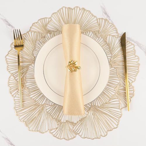 Set of 6 Gold Heat Resistant Vinyl Placemats A74710
