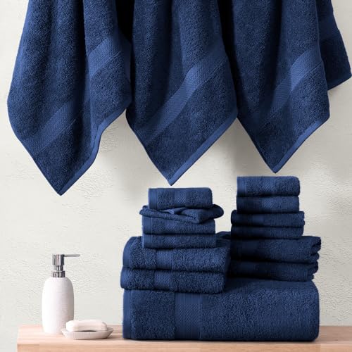 16 Piece 100% Cotton Black Bath Towel Set with 4 Bath Towels, 4 Hand Towels, 8 Wash Cloths X902252