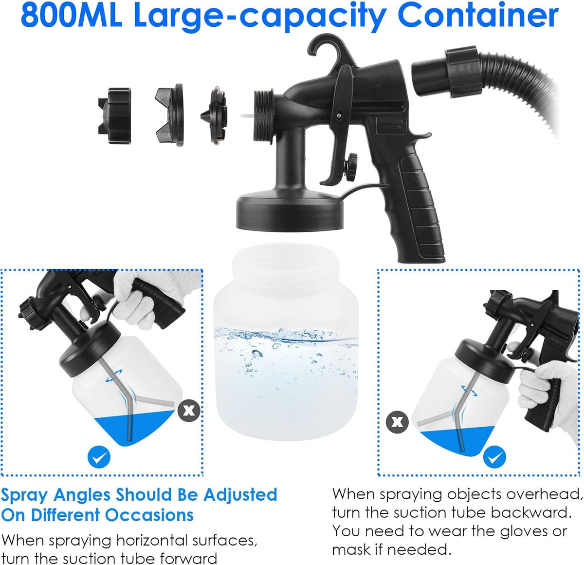 650W HVLP Spray Gun with 3 Patterns & 800ML Container M435596