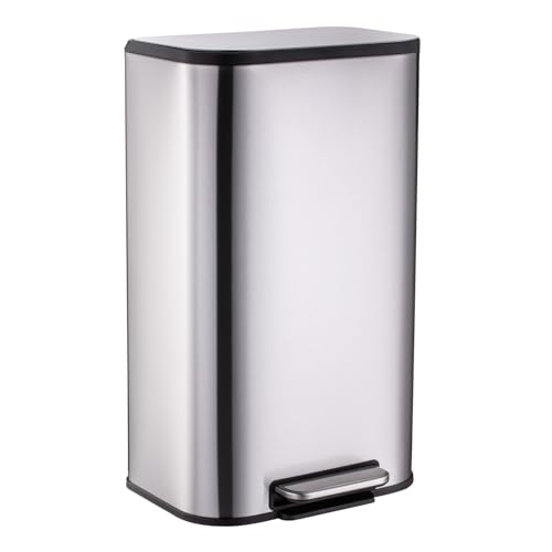 13 Gallon Stainless Steel Step Trash Can with Soft Close Lid W2025