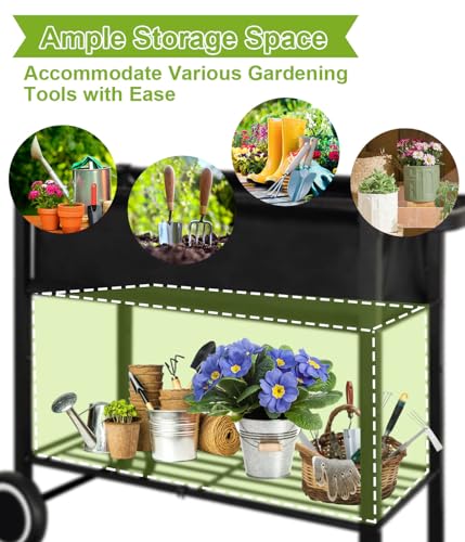 Black Raised Garden Bed with Legs on Wheels T300
