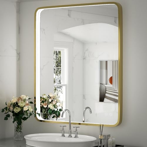 Black Metal Frame LED Bathroom Mirror N89881