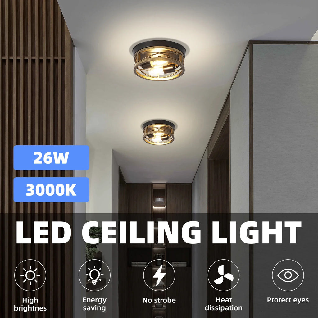 Bronze Round Metal Flush Mount Ceiling Light Fixture A60044