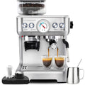 Silver Espresso Machine with Grinder and Milk Frother P1670