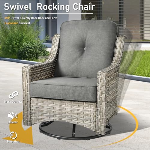 6 Piece Outdoor Wicker Patio Furniture Set with Fire Pit Table (Red) T35248