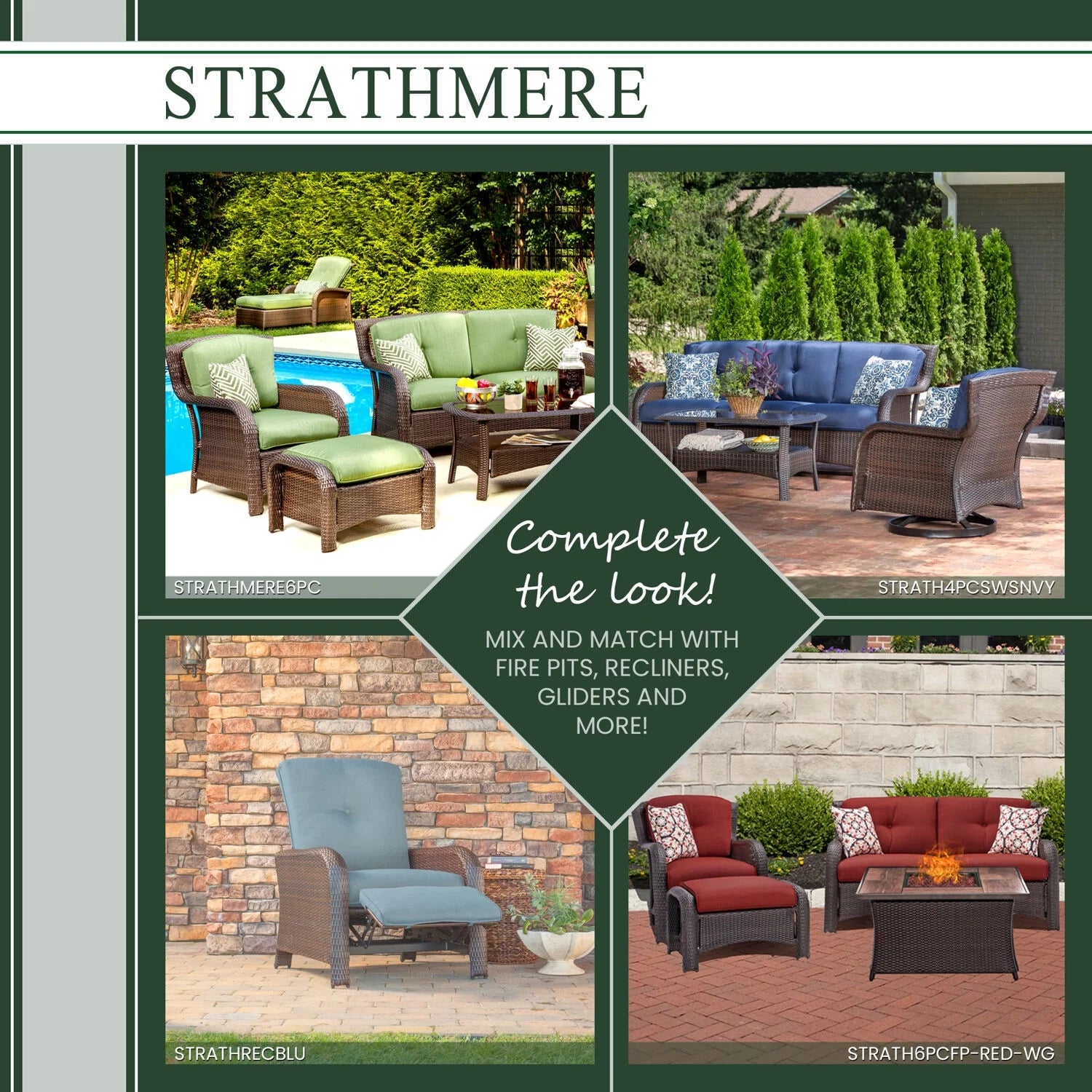 6-Piece Wicker Outdoor Conversation Set, Crimson Red E281055