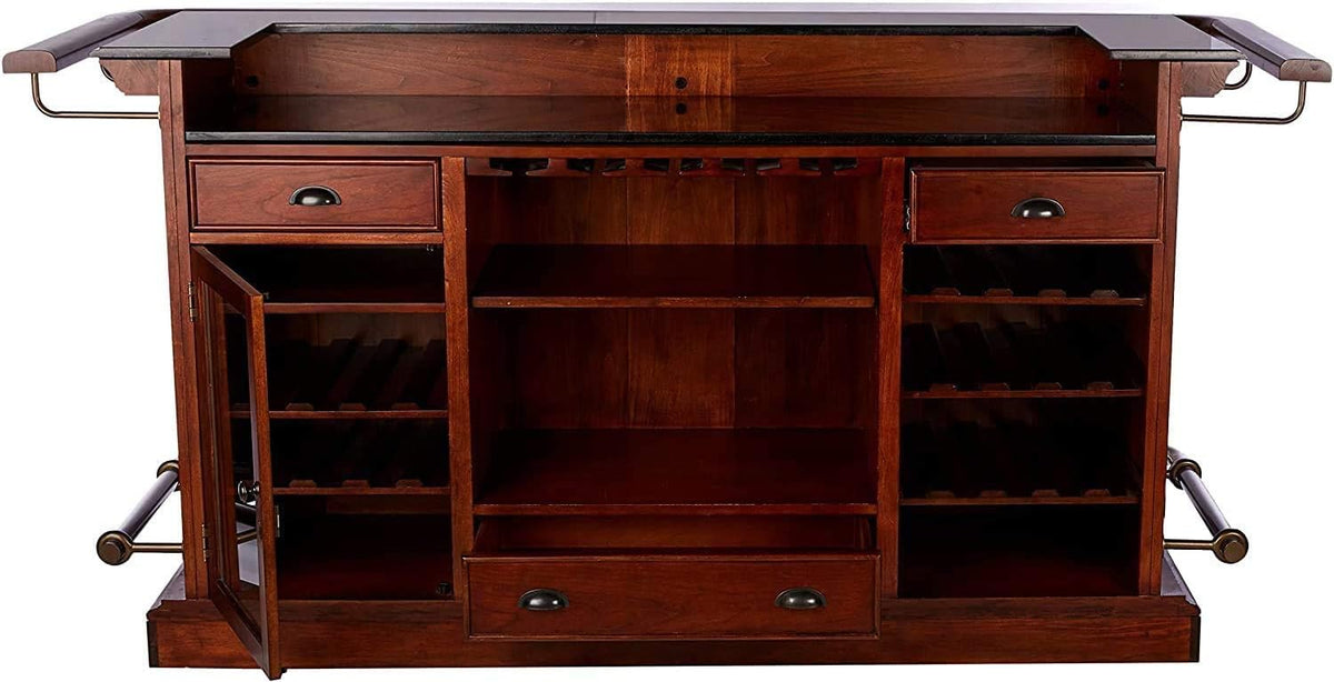 Hampton Cherry Finish Bar with 25 Wine Bottle Storage Y15193