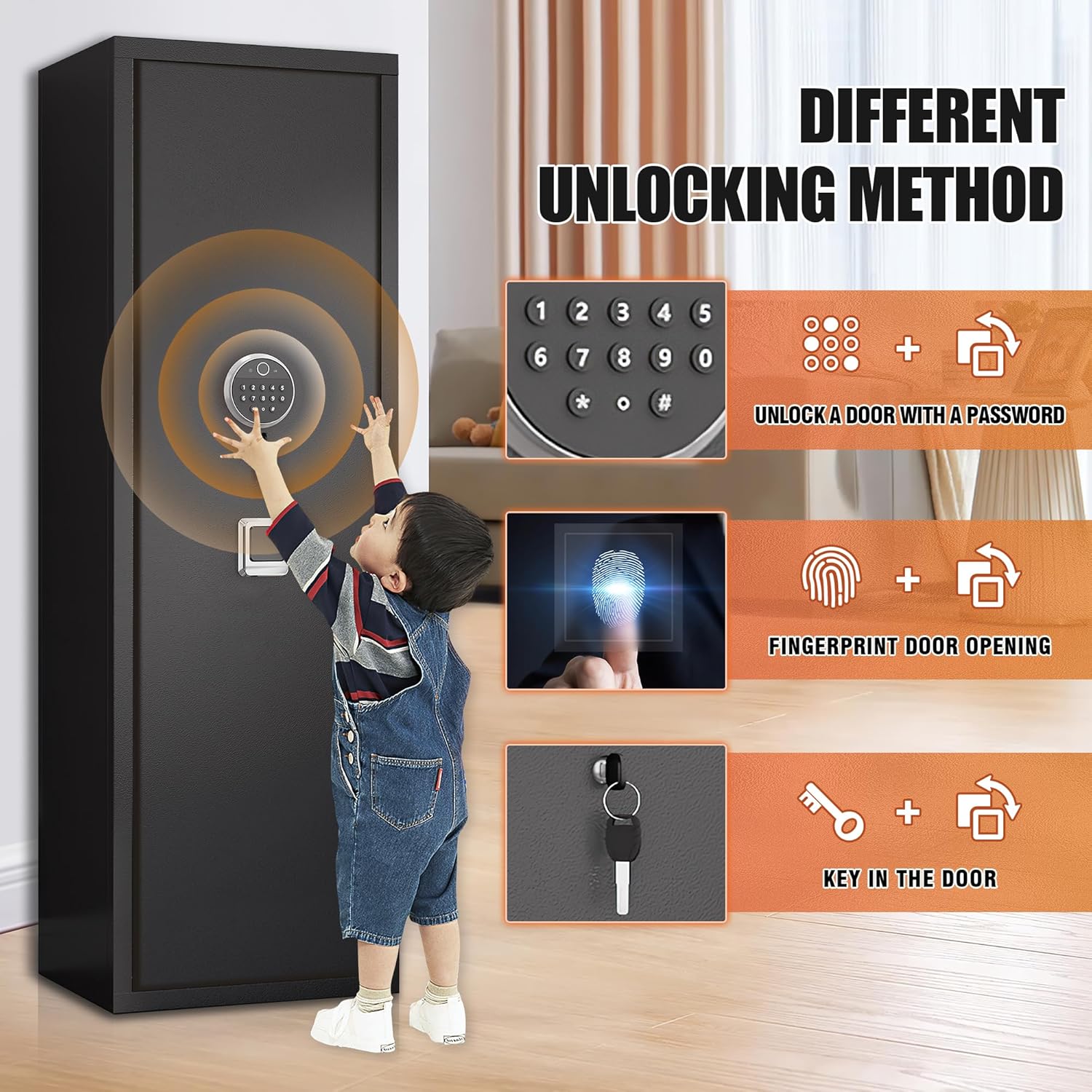 Black 5-Gun Safe Cabinet with LED Light X26755