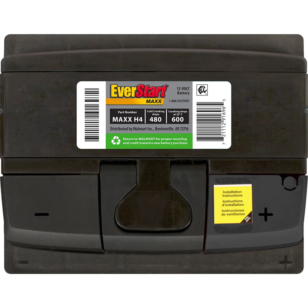 Group Size H4 12 Volt 480 CCA Lead Acid Automotive Battery K45043