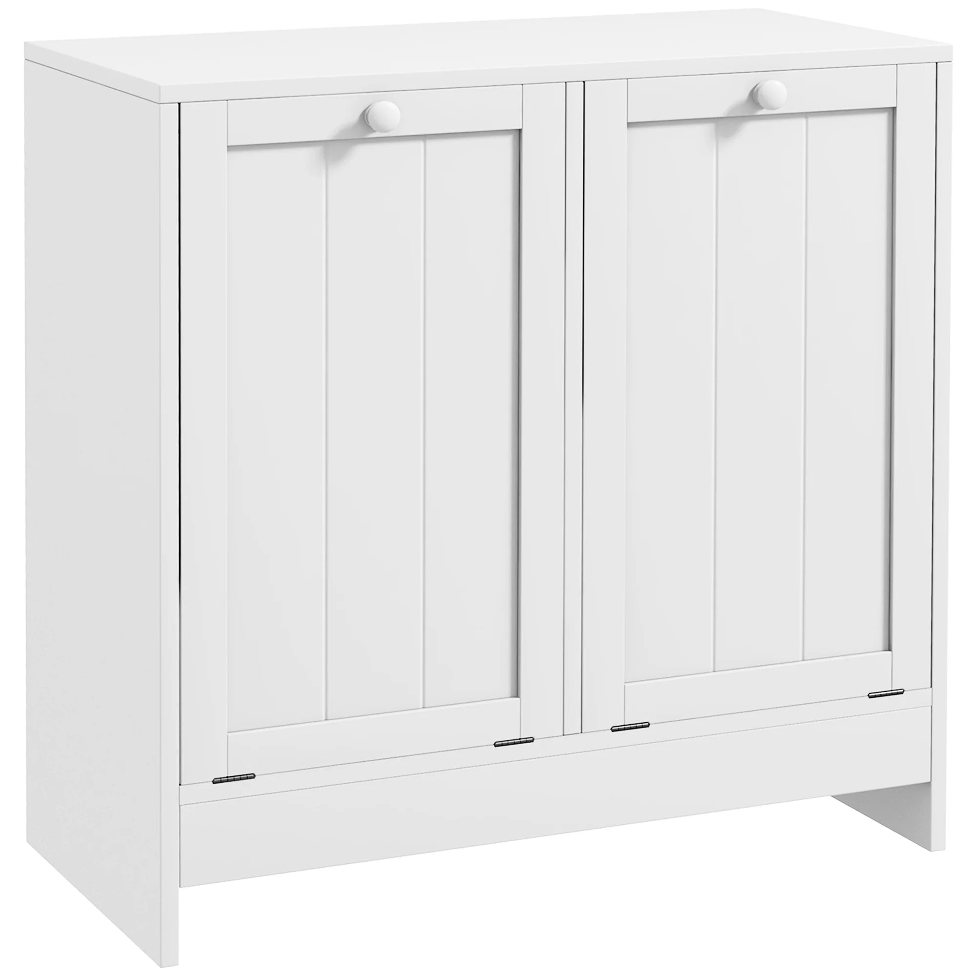 White Tilt-out Laundry Storage Cabinet with 2 Hamper Compartments K2013