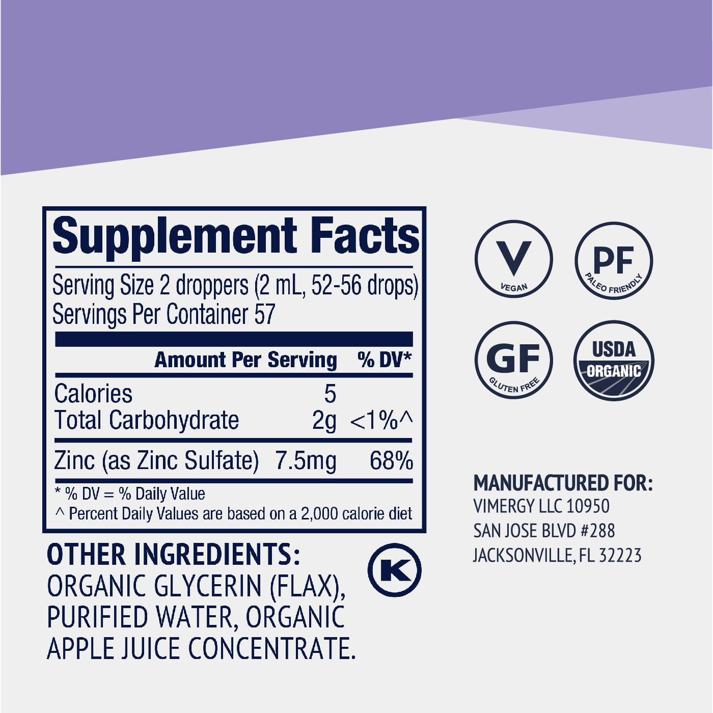 Organic Liquid Zinc, 57 Servings G316397