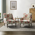 Set of 2 Floral Fabric Upholstered Accent Armchair with Nailhead Trim P865019