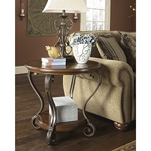 Dark Brown Oval Coffee Table with Glass Top and Shelf M955501