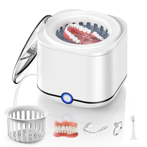 48kHz Ultrasonic Retainer Cleaner with 7.8OZ Dental Cleaning Pod V712