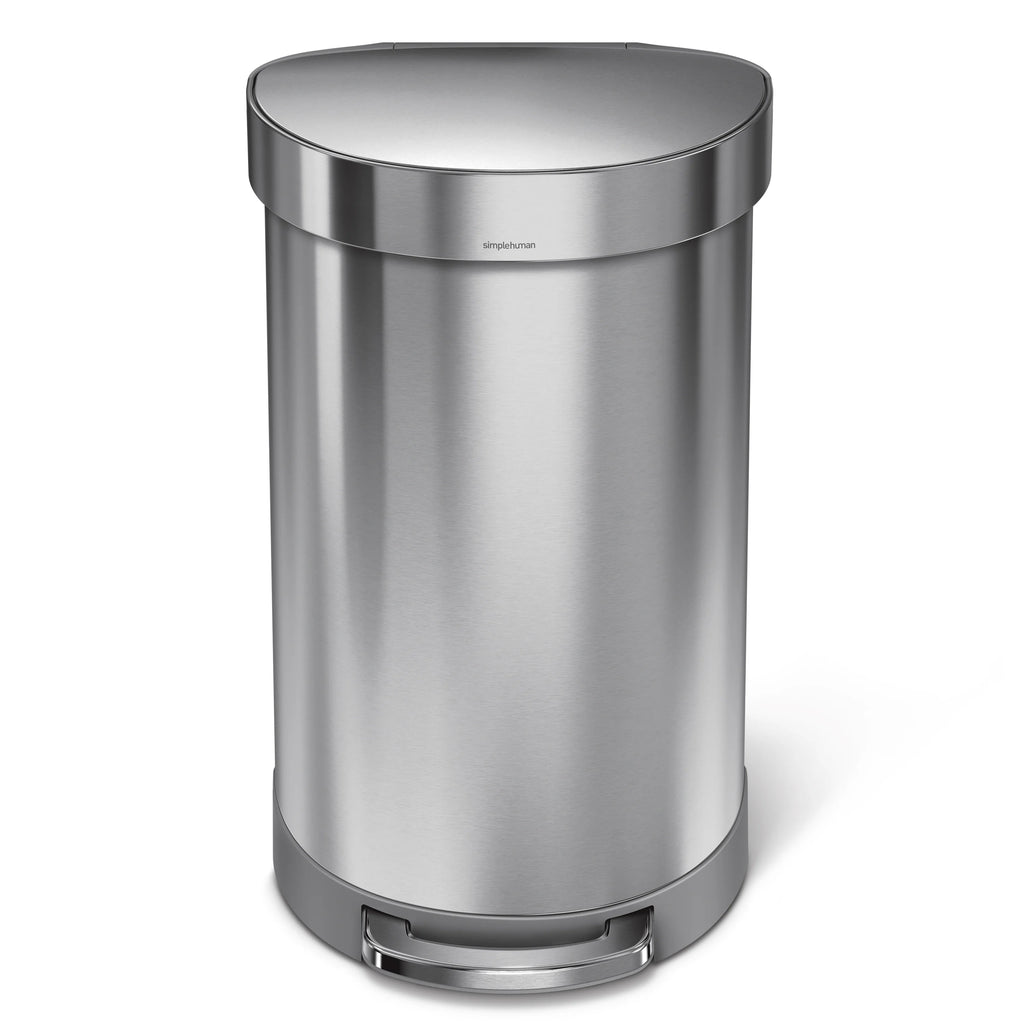 45 Liter Stainless Steel Semi-Round Step Trash Can with Soft-Close Lid U6271
