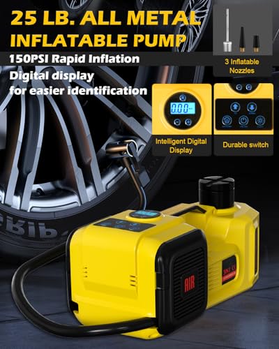 5 Ton 12V Electric Car Jack with E-Impact Wrench, Tire Inflator Pump and LED Light A124