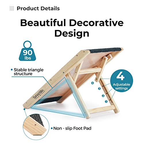 18" Tall Adjustable Wooden Folding Pet Ramp with Non Slip Carpet Surface X15473